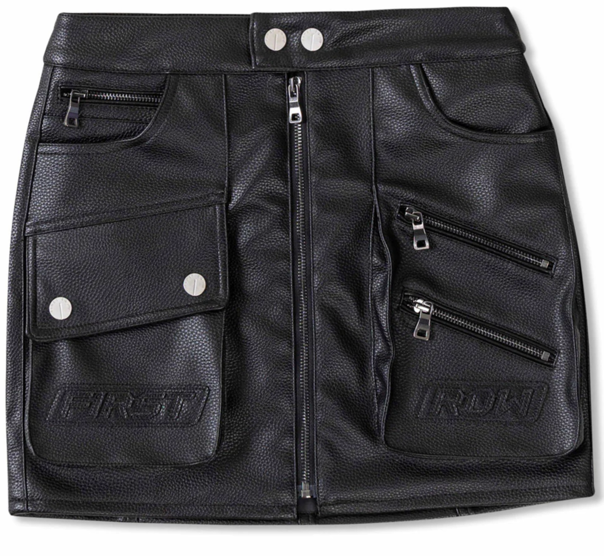 First Row - Leather Racing Mini Skirt