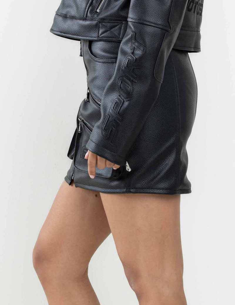 First Row - Leather Racing Mini Skirt