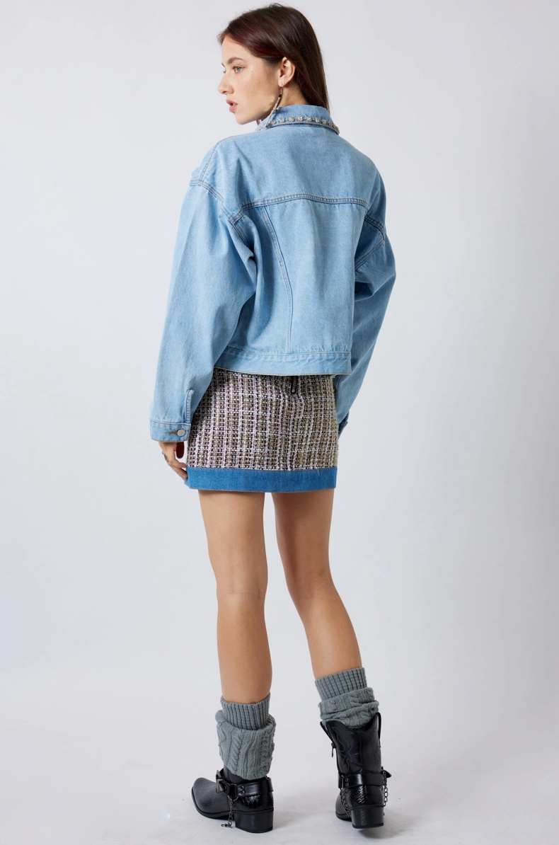 Signature 8 -Hybrid Tweed Denim Mini Skirt