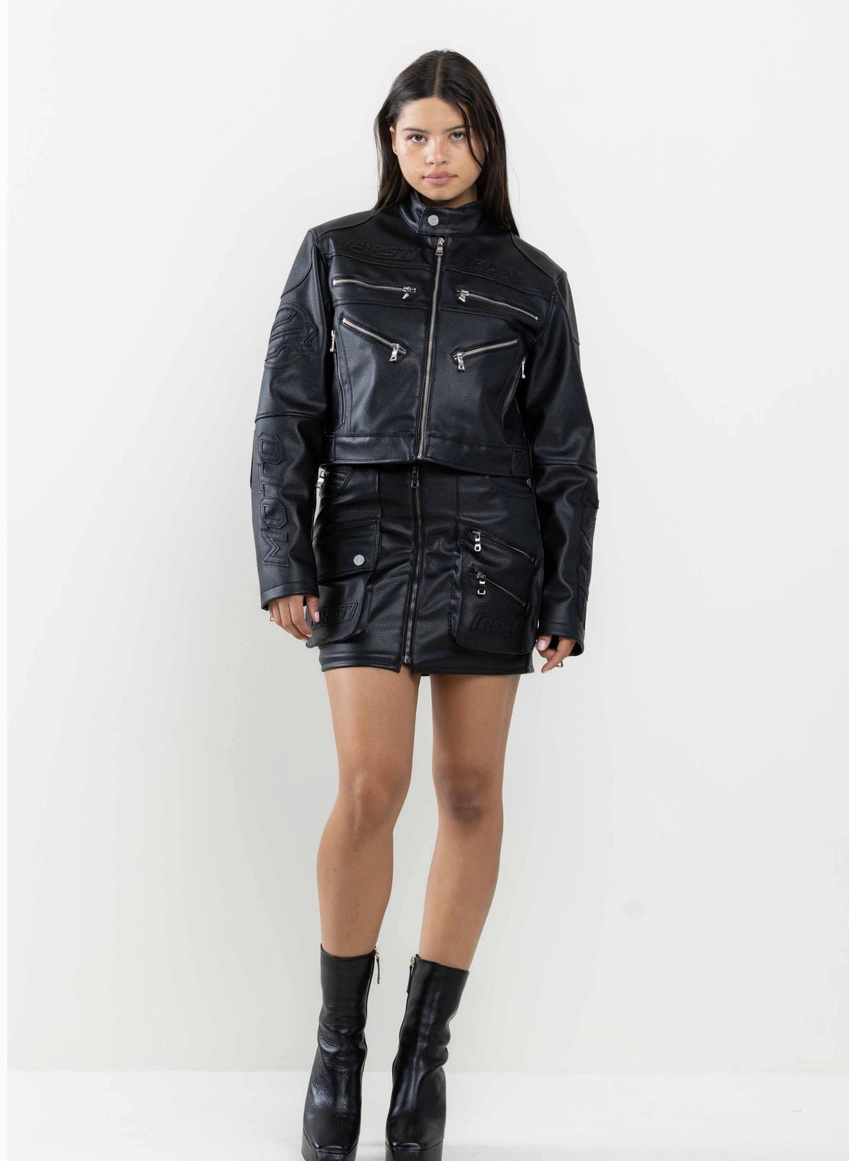 First Row - Leather Racing Cropped Jacket